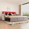 Canapé-lit rembourré 90x190cm, Tête de lit avec compartiments de rangement, Bande lumineuse LED et prises de chargement, avec tiroir extractible, Revêtement en velours, Gris clair