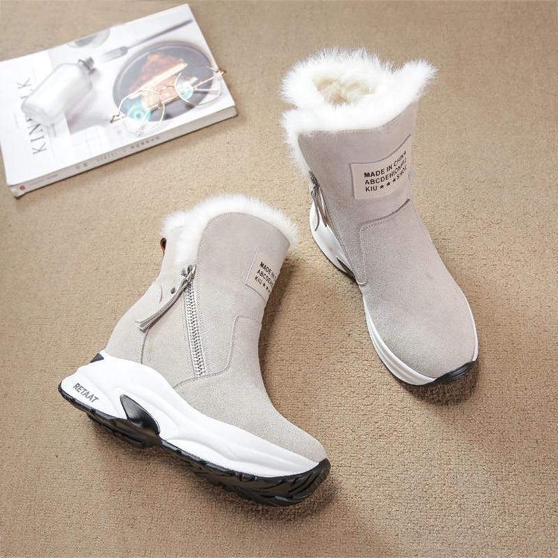 Dámské Sněhule Zimní Žena Klínky Boty na platformě Silná -Podrážka Plus Sametová Silná Teplá Krátká bota do poloviny lýtek Botas De Mujer