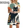 3D Digital Printing Dresses Women's Summer Short-sleeved O-neck Casual Loose Dress