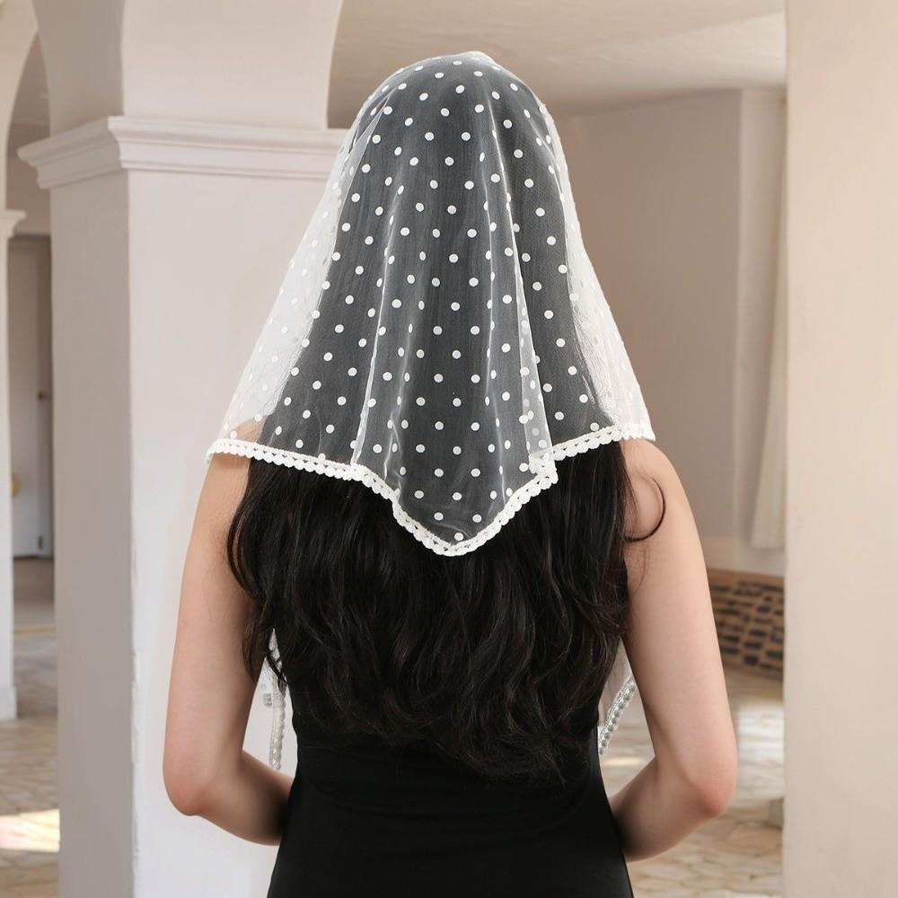 White Dot Lace Scarf Thin Hair Scarf Headband New Foulard Bandana  Women