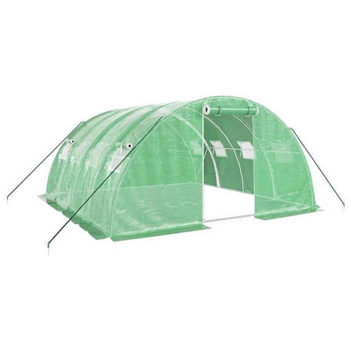 VidaXL Serre avec cadre en acier vert 16 m² 4x4x2 m, polytunnel, serre à cadre froid, serre pour tomate, serre de jardin, 3188061
