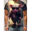 Herren Lustiges Schwein T-Shirt Niedliche Cartoon 3D Druck Kurzarm für Mann Rundhals T-Shirts Polyester Oberteile Outdoor Schnelltrocknend Herrenbekleidung