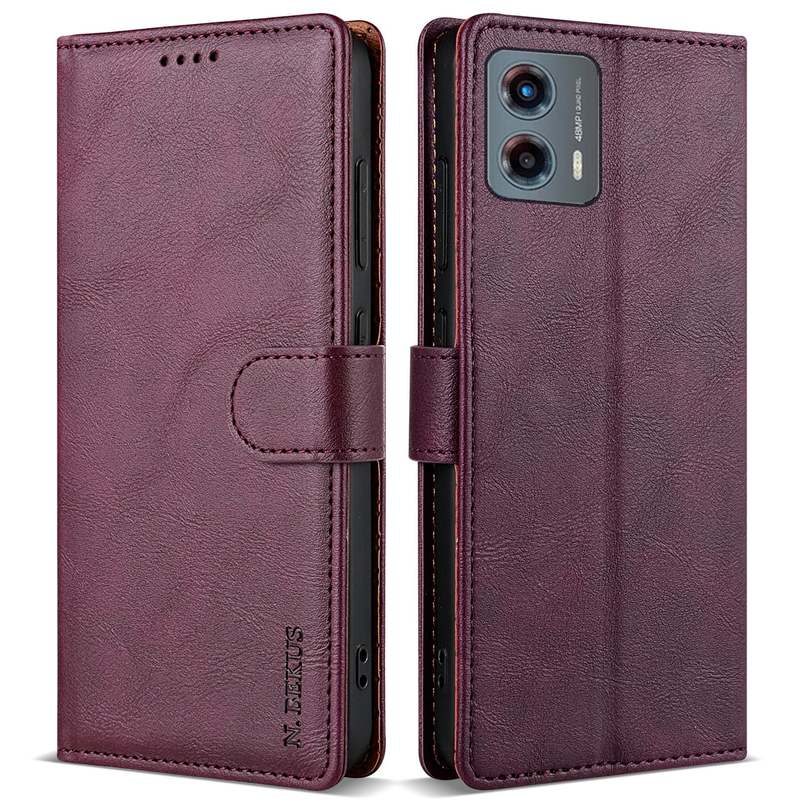 

For Motorola Moto G Stylus 5G (2024) Case Wallet Card Holder PU Leather Phone Cover Wine Red