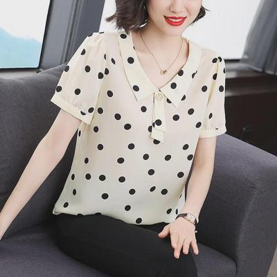 Women's Polka Dot Doll Collar Loose Tops - Summer 2023 Fashion
