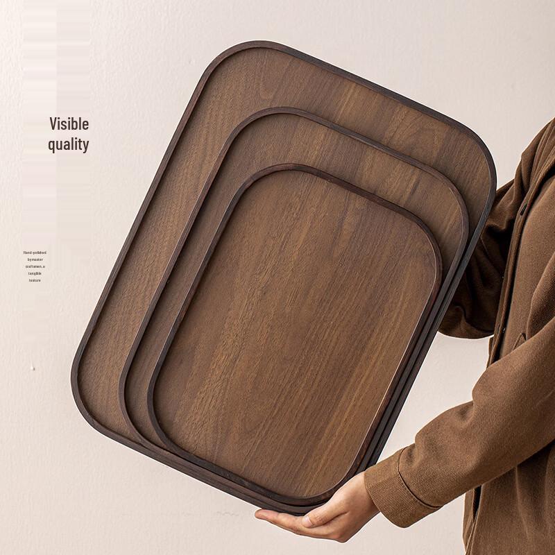 Japanese Style Dark Walnut Finish Bamboo Tea Tray