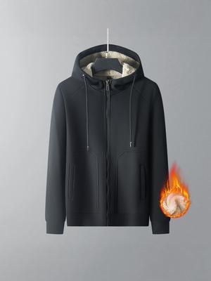 Veste en polaire épaisse pour homme: Cardigan Chaud à Capuche en Laine d'Agneau Décontracté pour l'Automne et l'Hiver.