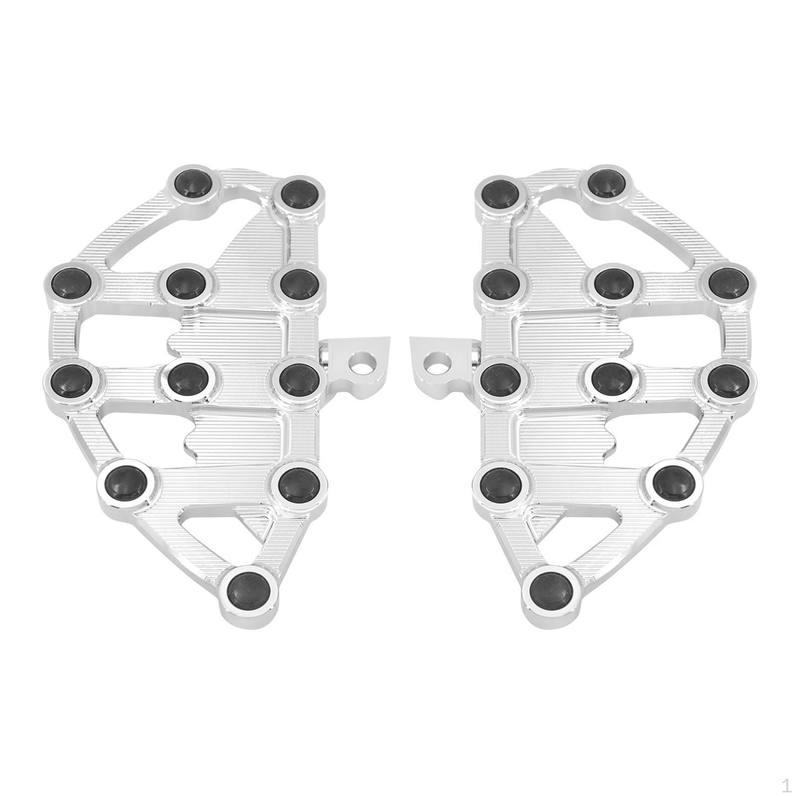 

2 Pieces Motorcycle Foot Pegs Pedals Maintenance Aluminum Spare Nonslip Easy to Install серебряный