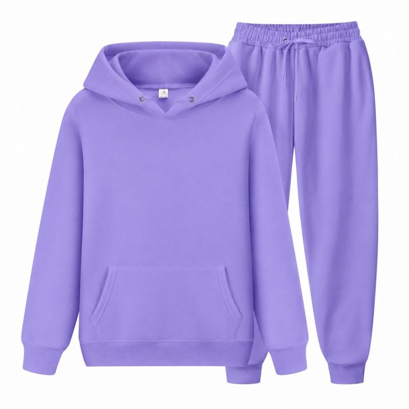 Mens Hooded Sweatshirt Set Winter Fleece Lined Top Jogger Pants Two-Piece