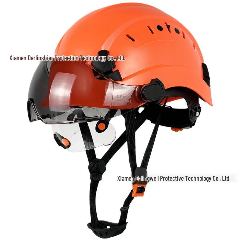 CE Anti-Smash Construction Safety Helmet with Dual Goggles, ABS Material, National Standard