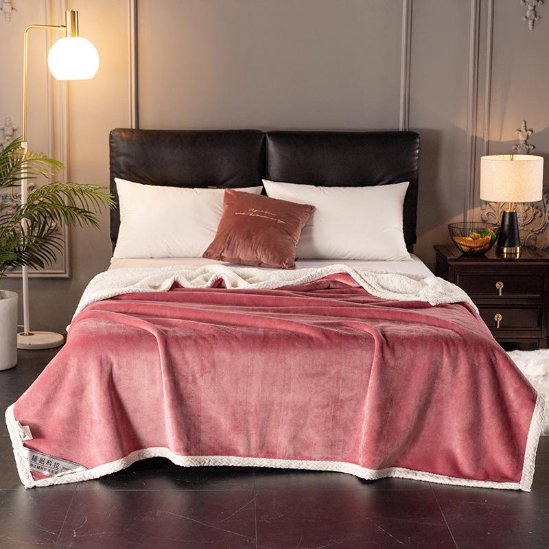 Double-Layer Plush Lamb Wool & Milk Velvet Blanket – Thick Flannel & Coral Velvet Throw for Bed or Air Conditioning.