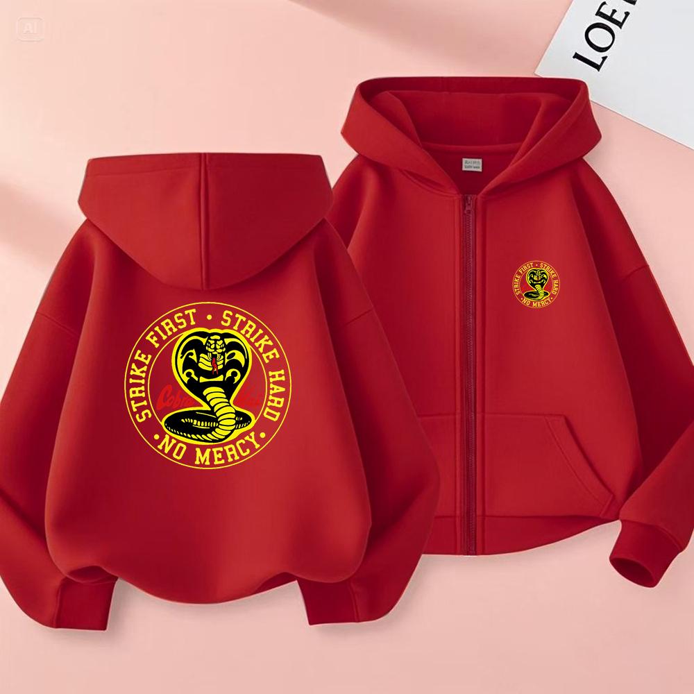 Children Zipper Cardigan Hoodies Cobra Tops Boy Black Girls Pink Sweatshirt Coat Long Sleeve Harajuku Casual Hooded Pullovers