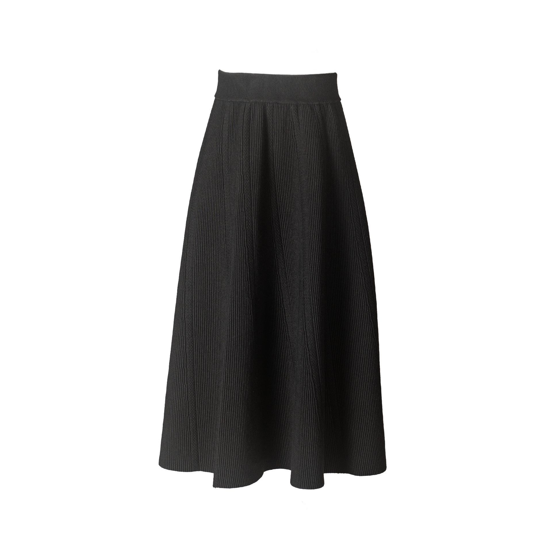 

Korean Style High Waist A-Line Knit Flare Skirt - Elegant Mid-Length Autumn/Winter Women s Skirt One Size (78CM) чорний