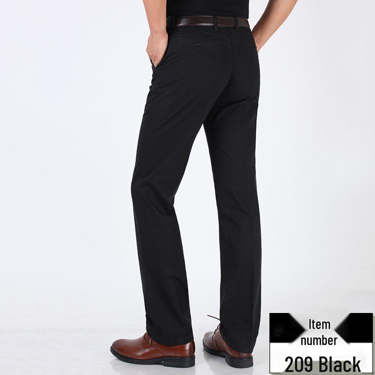 Pánské letní ležérní kalhoty z čisté bavlny - pro střední věk a starší, vysoký pas, volný střih, rovná nohavice