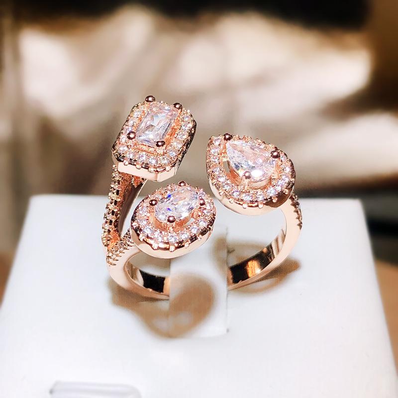 Creative Design Geometric Zircon Ring