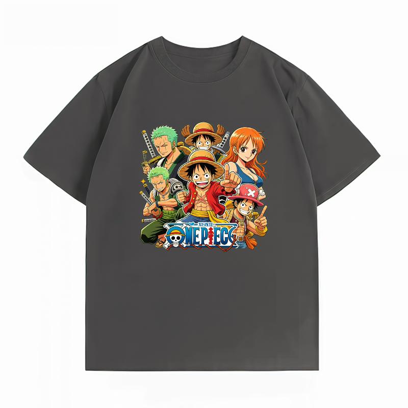 One Piece Straw Hat Crew All Members Print T-Shirt Casual Short Sleeve Cotton Anime Streetwear Unisex's T-Shirt