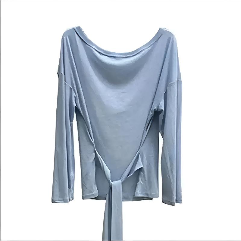 Sexy Thin See-through Long-sleeved Oversized T-shirt Women's Bandage Off The Shoulder Top Women's Basic Long T-shirt