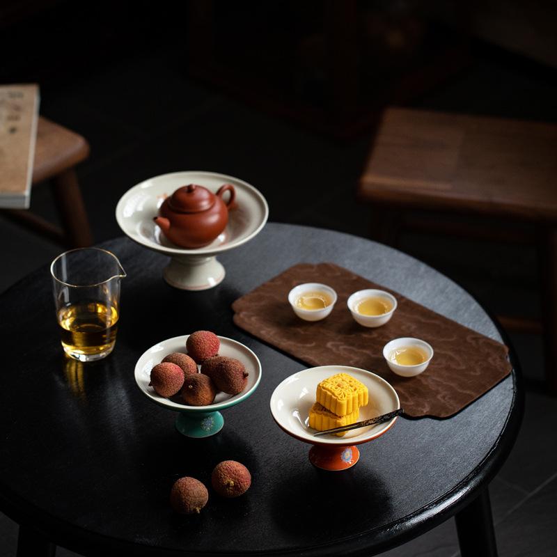 Japanisches Türkisgrün Hoher Fuß Obstschalen Zen Gebäckteller Dessert Süßigkeitenschale Süßigkeitenbar Haushalt Gastfreundschaftsgeschirr Geschenk