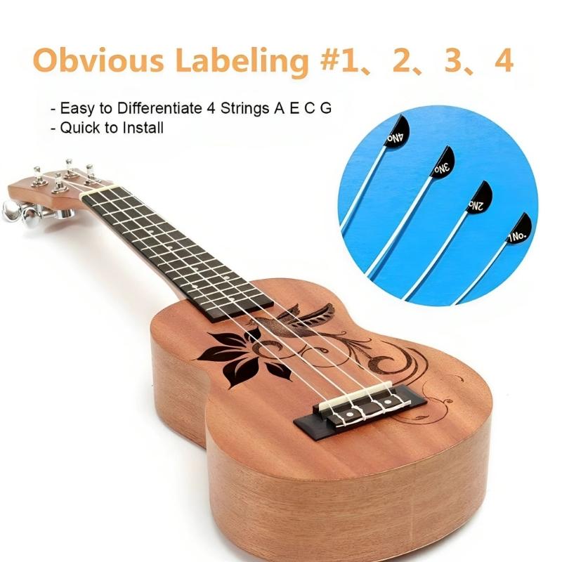 5 Set Universal Ukulele Replacement Strings and 10Pcs Felt Picks for Soprano Concert Tenors Ukulele Easy Installation
