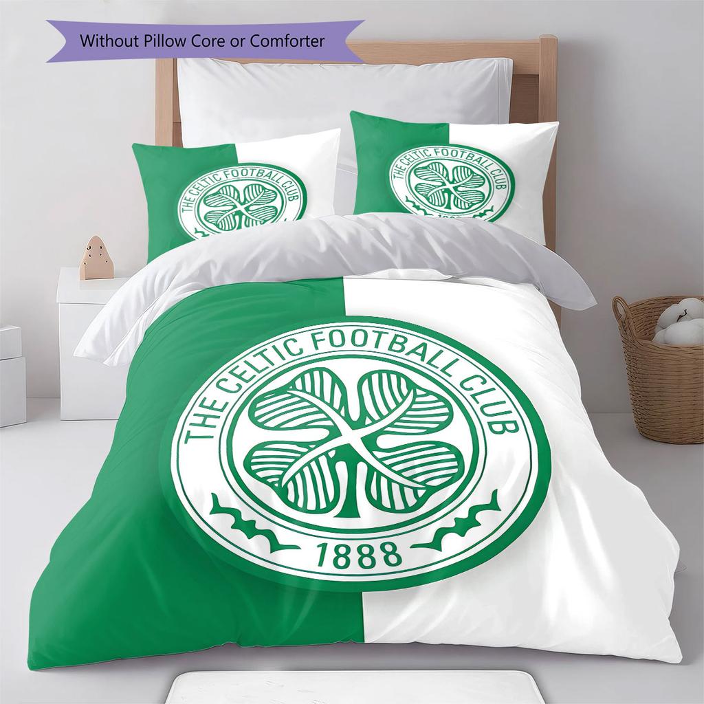 Celtic Football Club Muster Bettwäsche, Steppbett Set Bettbezug Kissenbezug Zuhause Geburtstagsgeschenk(1 Bettbezug + 2 Kissenbezüge, ohne Füllung)