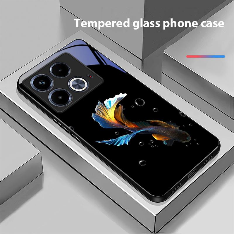 Colorful Cute Fish For Infinix Note 40 4G 30i 12 96 Smart 8 Hot 9 Play 10 11S 12 20i 50 Pro Plus 5G Tempered Glass Phone Case