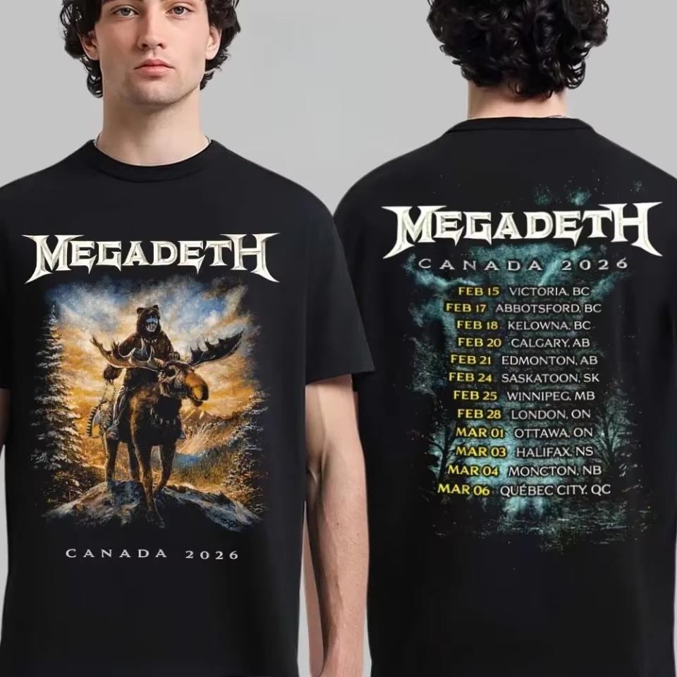 Megadeth Europäische Abschiedstour Merch Baumwoll T-Shirt Sommer Unisex Damen Streetwear Yk Stil Oversized Freizeitkleidung