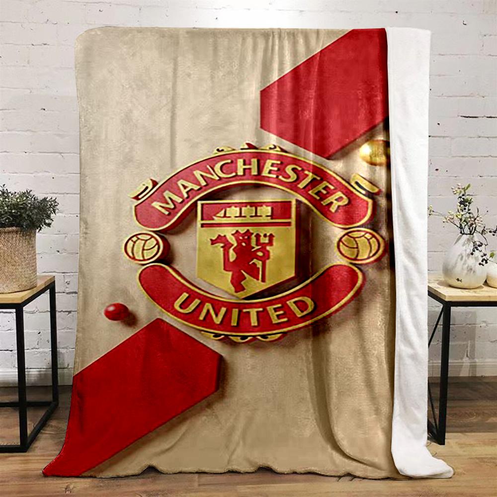 Manchester United Logo Design Printed Flannel Blanket for Bedroom, Living Room, Sofa, and Nap