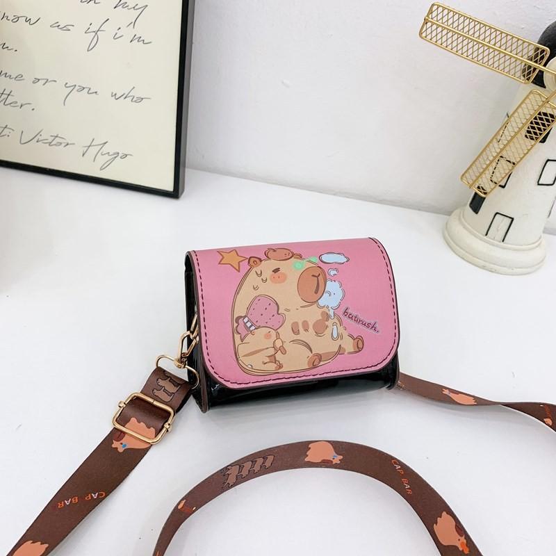 Capybara Cartoon Pu Coin Wallet Crossbody Bag With Cute Design For Kids School And Travel Use