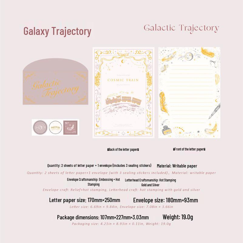 Mò Mò Star & Moon Embossed Letter & Envelope Set: Romantic Poetry Scroll Series for Handwritten Greeting Cards.