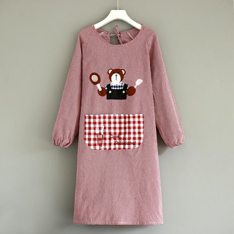 Korean Style Long Sleeve Oil-Proof Cotton Apron for Women and Men – Cute and Fashionable Kitchen Smock for Summer