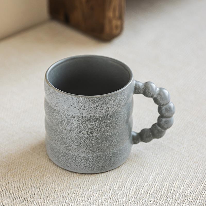 Delicate Handle Mug Minimalist Solid Color Cup Household Ceramic Cup Water Cup Large Capacity Breakfast Cup Teacup