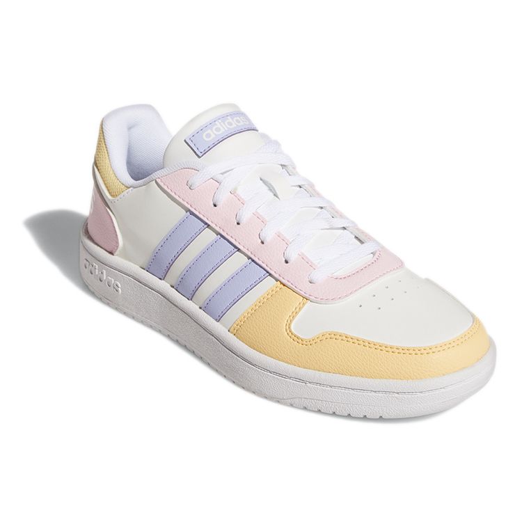 Adidas Neo Hoops 2.0 Leather Patchwork Low-Top Retro Basketball Shoes Women sneaker White Yellow Pink GY5903