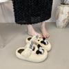 Cute Cartoon Mickey Non-slip and Versatile One-word Fluffy Slippers Women's 2025 Autumn and Winter New Thick-bottomed Warm Cotton Slippers