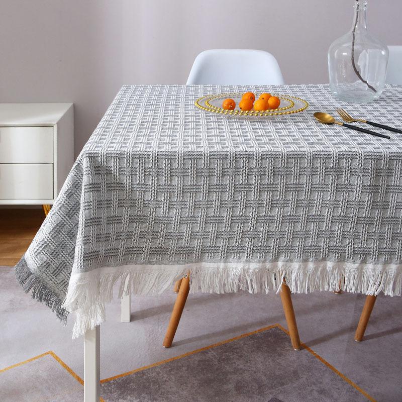 Small Round Table Coffee Table Cloth Ins White Tablecloth Light Luxury High-End Simple Birthday Arrangement Cotton And Linen Bedside Table Cover Cloth