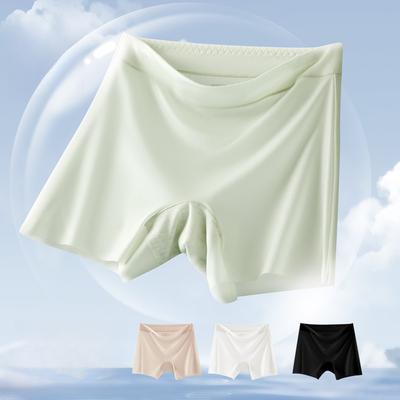 Large Size Ice Silk Seamless Safety Pants with High Waist and Anti Glare Bottom Non Rolled Edge Flat Corner Women's Panties