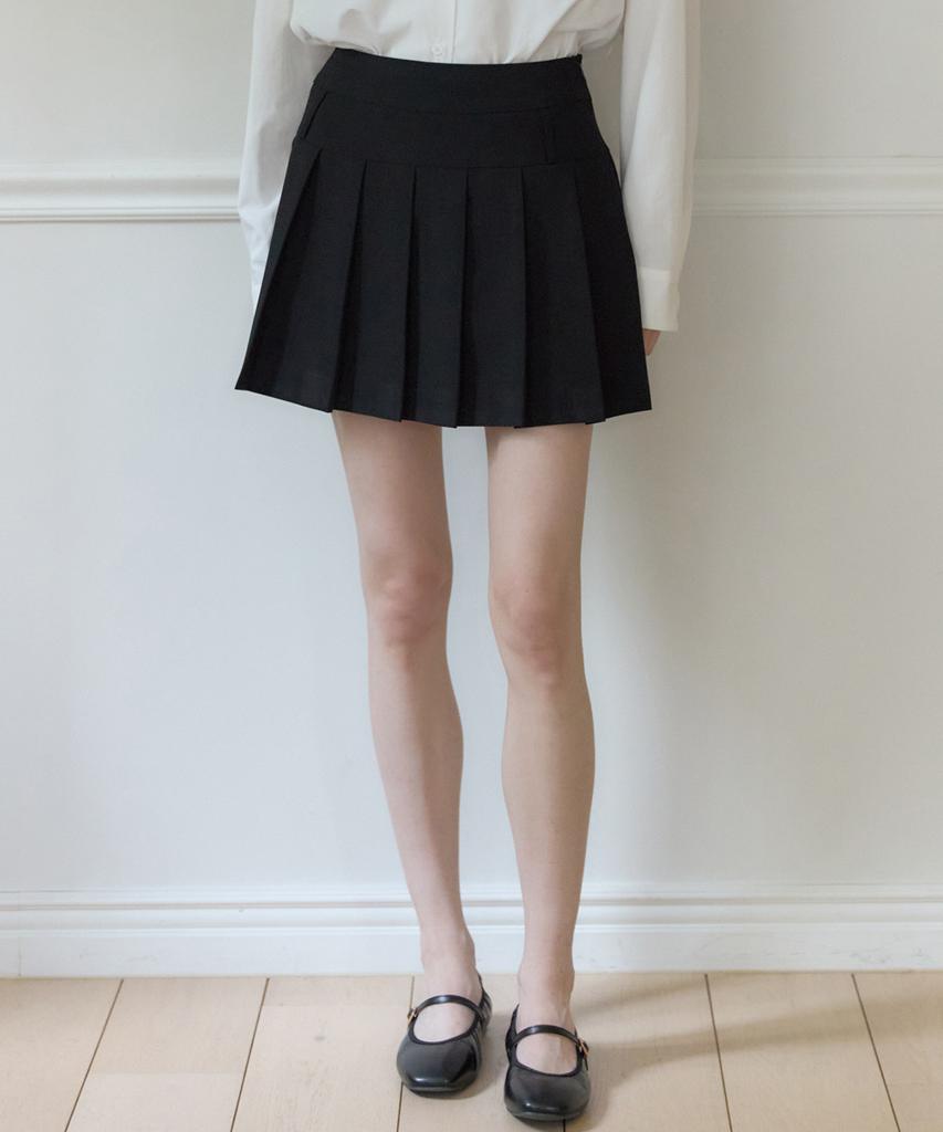 Our Hope Wool Pleated Short Skirt - Black