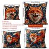 Vintage Embroidery Style Fox Throw Pillow Covers Pattern Cushion Cover Suitable for Sofa Bedroom Car Pillow Cover