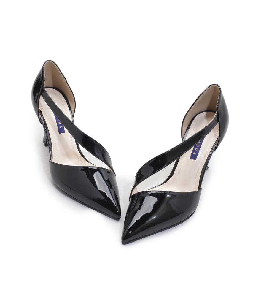 Saera Glossy Diagonal Cutout Pumps K56P010 (A Type)