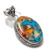 Spiny Oyster Gemstone Handmade 925 Sterling Silver Jewelry Pendant 2.17" p4S13