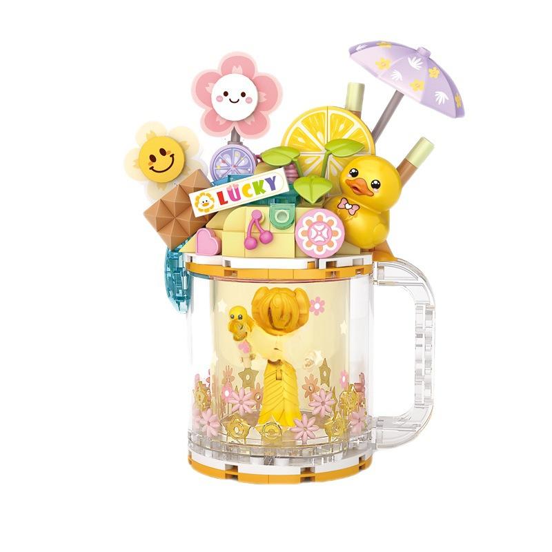 Building Blocks Milk Tea Cup Model Decoration Building Blocks To Assemble Toy Gifts