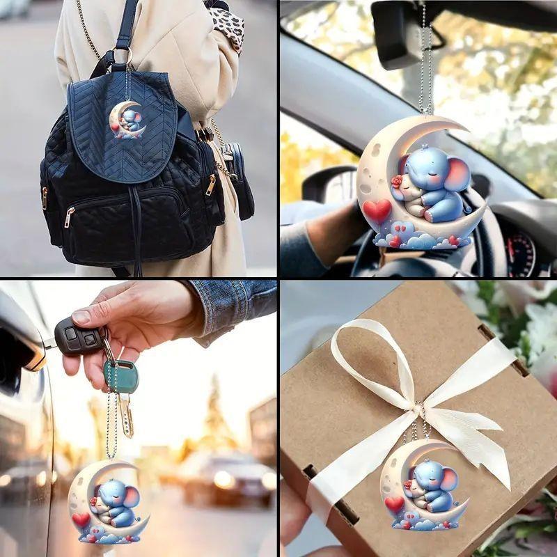 Acryl Cartoon Mond Elefant Auto Innenraum Hängeornament Für Dekorativen Stil