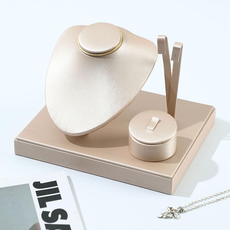 

Fashion PU Leather Combination Set Jewelry Rack Pendant Necklace Earrings Ring Display Storage Stand Counter Showcase Props