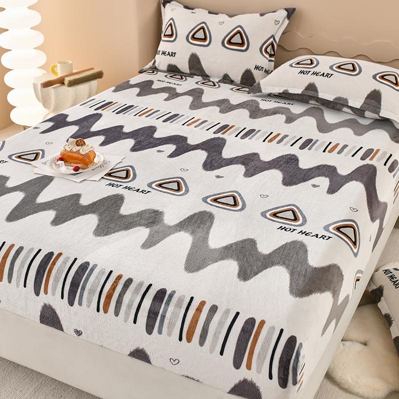 Velvet Fitted Sheet Warm Mattress Cover Simple Style Bed Covers Sabanas Para Cama Home Elastic Bedsheets(No Pillowcase)