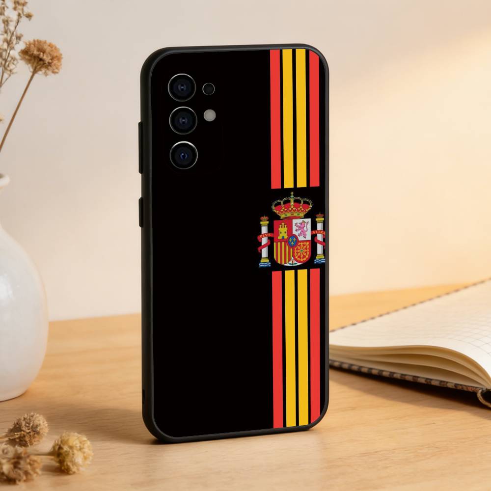 spain flag Phone Case For Samsung S25,S24,S21,S22,S23,S30,Ultra,S20,Plus,Fe,Soft Silicone Black Cover