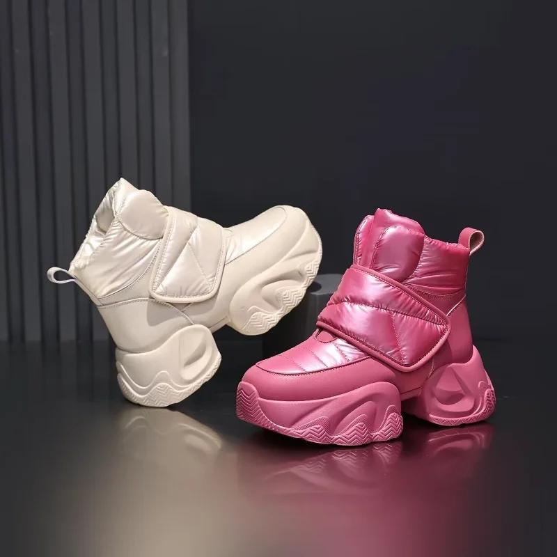 Fashion Women's Thick Soled Boots Fashion Casual Platform Boots Plush Warm Snow Boots for Women Winter High Top Cotton Shoes Botas Mujer
