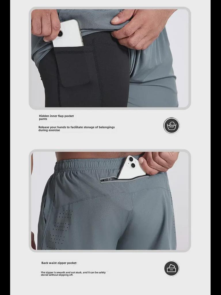 Чоловічі професійні шорти для марафону 2024 з підкладкою - Двошарові, 3-дюймові, Тренд фітнесу для легкої атлетики