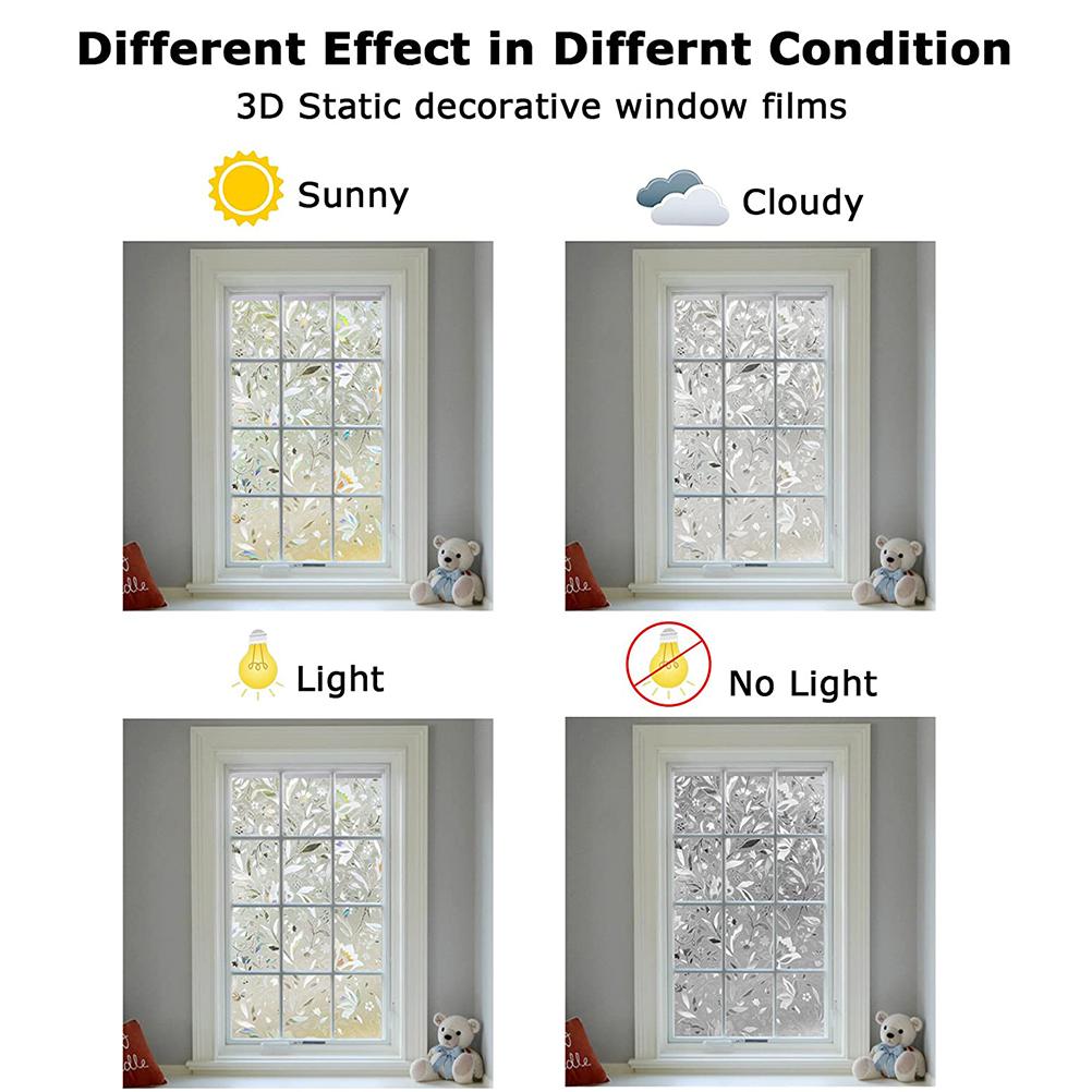 Película para Janela Sem Cola Películas Decorativas Estáticas Película Fosca para Janela para Proteção Solar