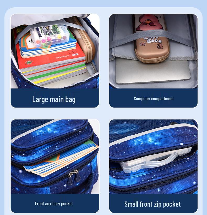 Fajny Plecak o Dużej Pojemności i Niskiej Wadze z Motywem Gwiaźdzystego Nieba dla Dzieci
