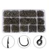 1000Pcs Carbon Steel Fishing Hooks Set Size 3-12 Barbed Fishing Hooks  for Saltwater Freshwater