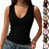 Deep V Neck Tank Tops For Women Summer Fashion Clothes Sexy Casual Ribbed Fitted Sleeveless Going Out Tops