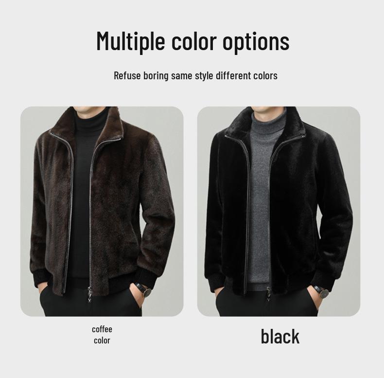 Men's Winter 2025 Sable Wool Jacket: Middle-aged Short Loose Lapel Coat